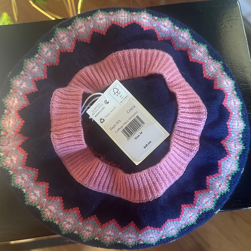 Boden College Navy Unicorn Knit Hat for Kids NWT - Picture 4 of 8